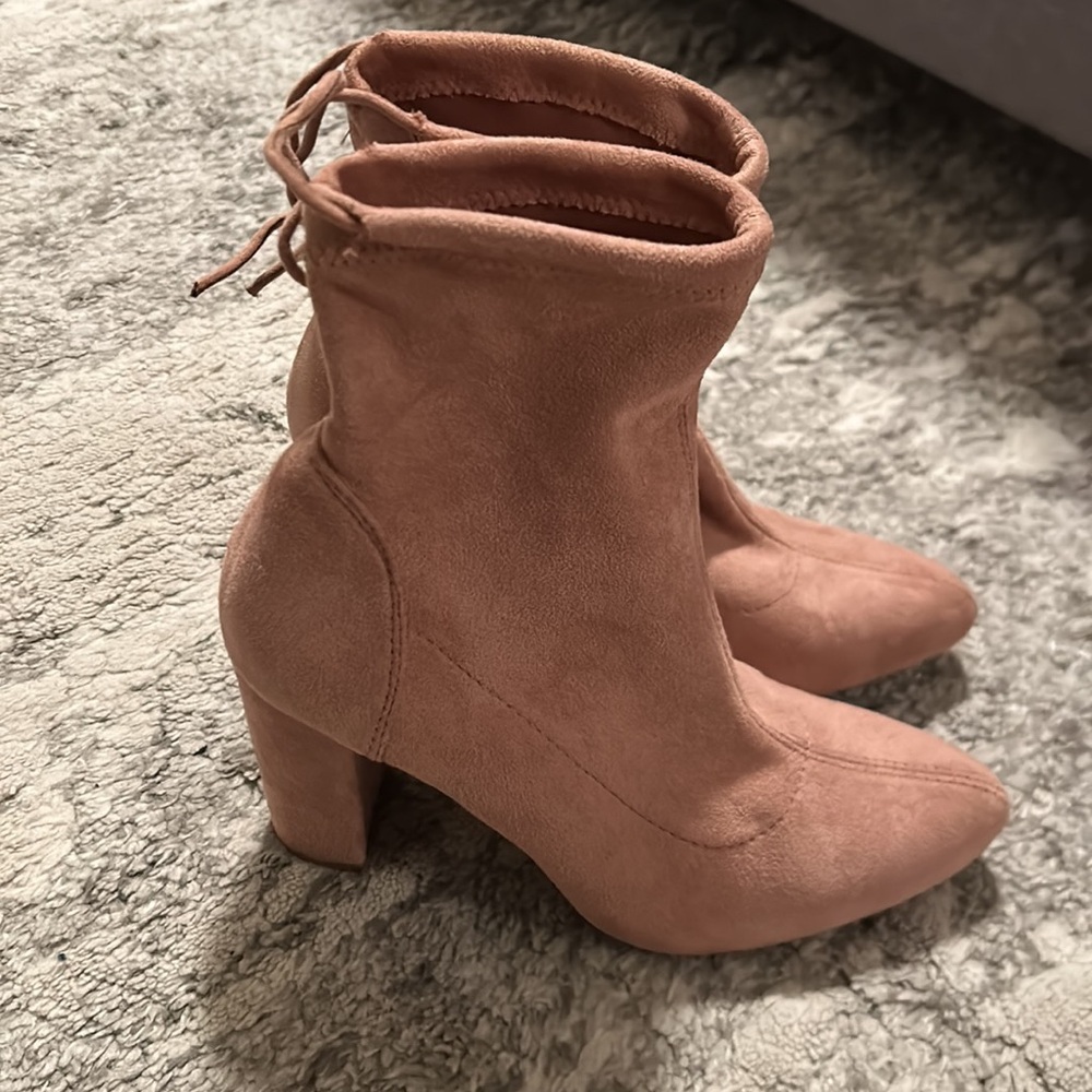 Dusty Rose Pink Ankle Booties